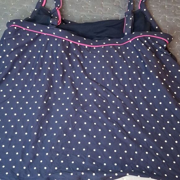 Beach House Navy and White Polka Dot Tankini swim top size 20W - Picture 3 of 3